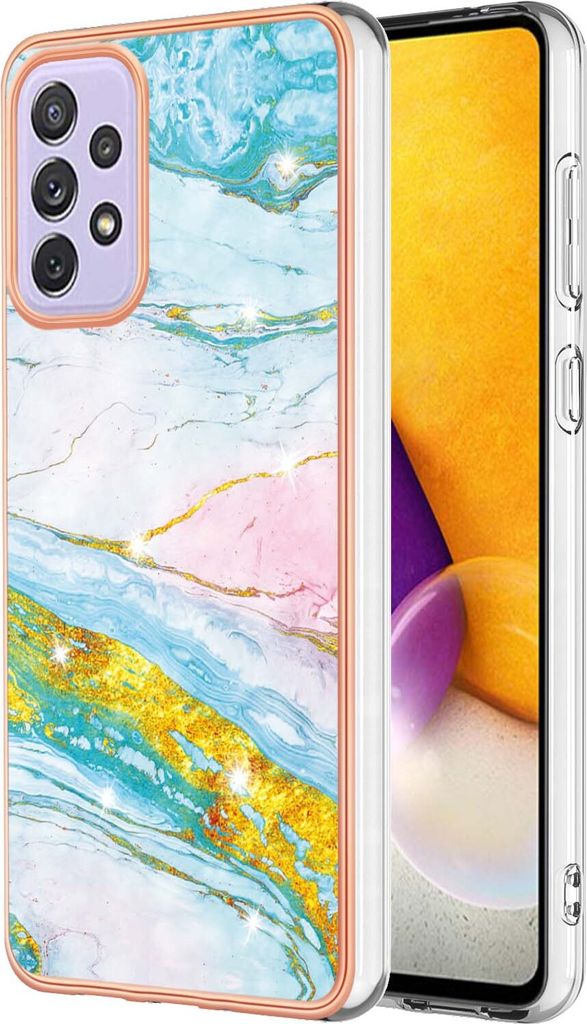 Galaxy A13 4G Case, WindCase Marble Pattern Hybrid Hard Back Weich TPU Bumper Protective Case Cover for Samsung Galaxy A13 4G Gold
