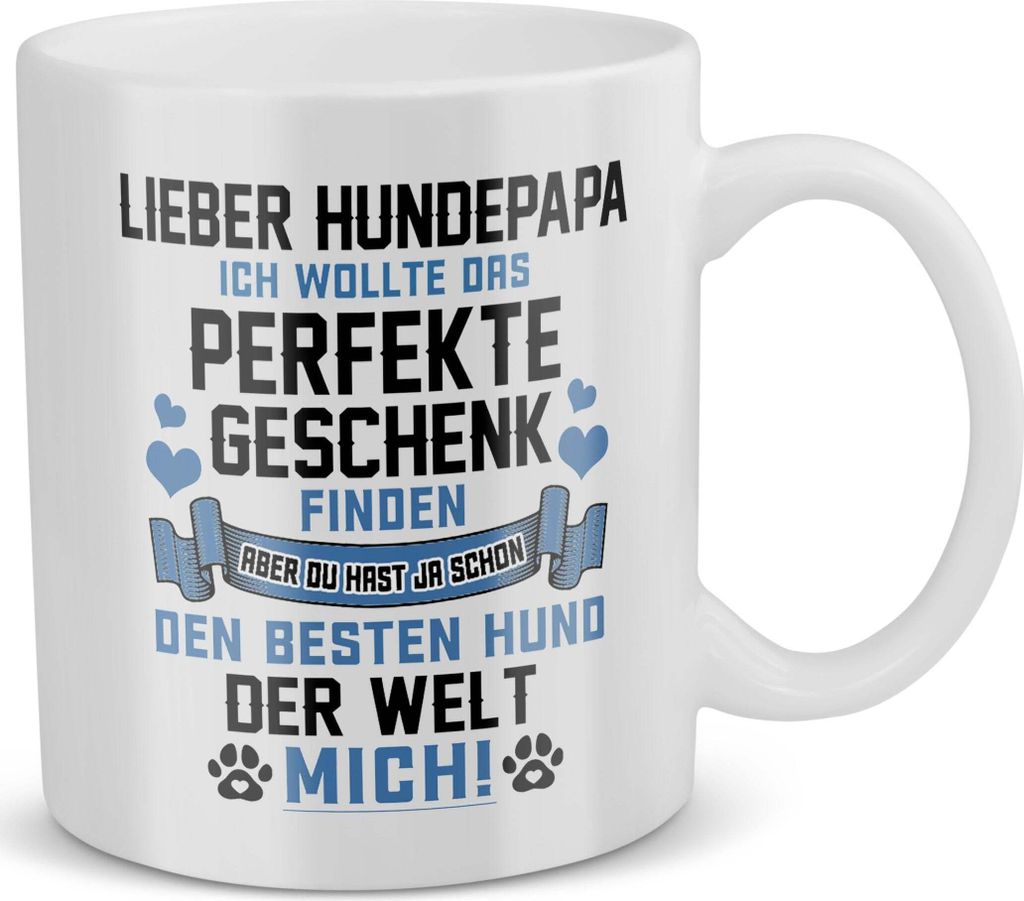 22Feels Bester Hundepapa Tasse Hund Herrchen Geschenk Männer Hundeliebe Welpe Kaffeetasse Haferl Geschenkidee Geburtstag Vatertag Weihnachten