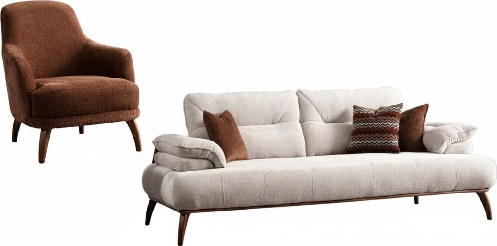 Villa Möbel Sofa Set Almond Grau Stellvariante:3+1 Relax- Produktbild 