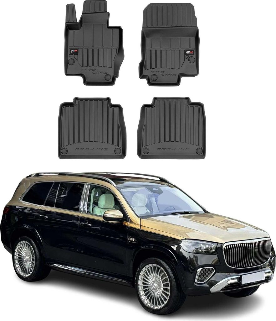 OMAC Gummi Fußmatten für Mercedes GLS X167 2020-2024 Premium Gummi Schwarz 4tlg