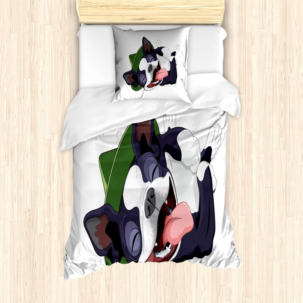 Copripiumino Singolo ABAKUHAUS Boston Terrier Anallergico Multicolor - 1