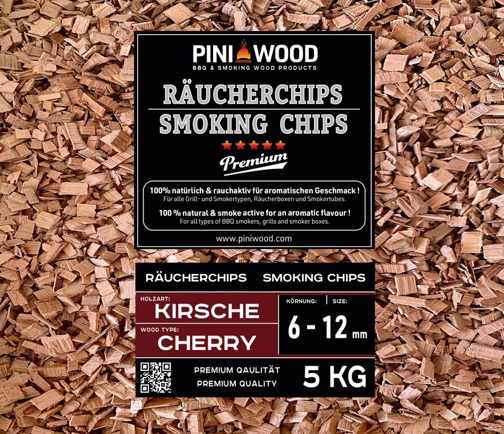 PINI Copeaux de fumage en cerise - 5 kg - 6-12 mm - Copeaux Image du produit 