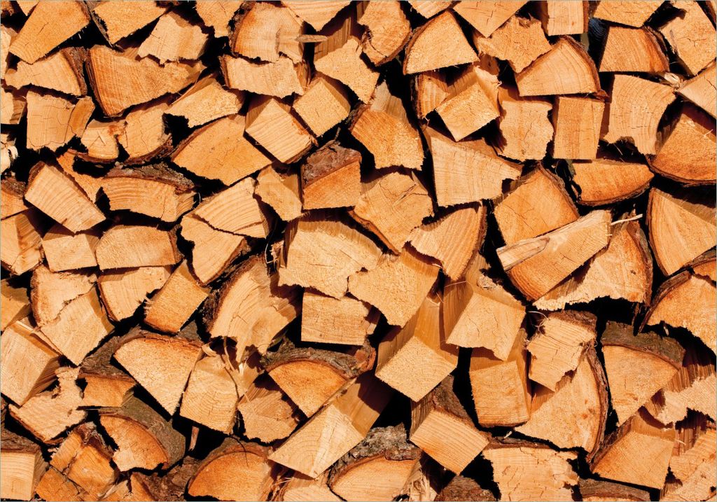 Wallario Poster - Holzstapel gehackt - Holzscheite für den Kamin, Kunstdruck Größe: 70 x 100 cm
