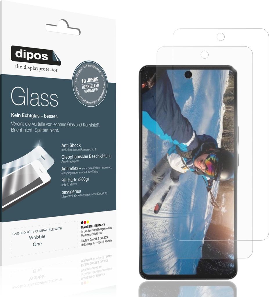 2x Schutzfolie für Wobble One matt - Anti-Shock 9H Folie dipos Glass Kunststoffglas