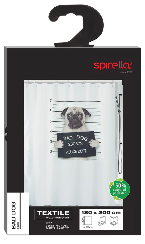 Tenda da doccia antimuffa Spirella - antibatterica, Immagine del prodotto 