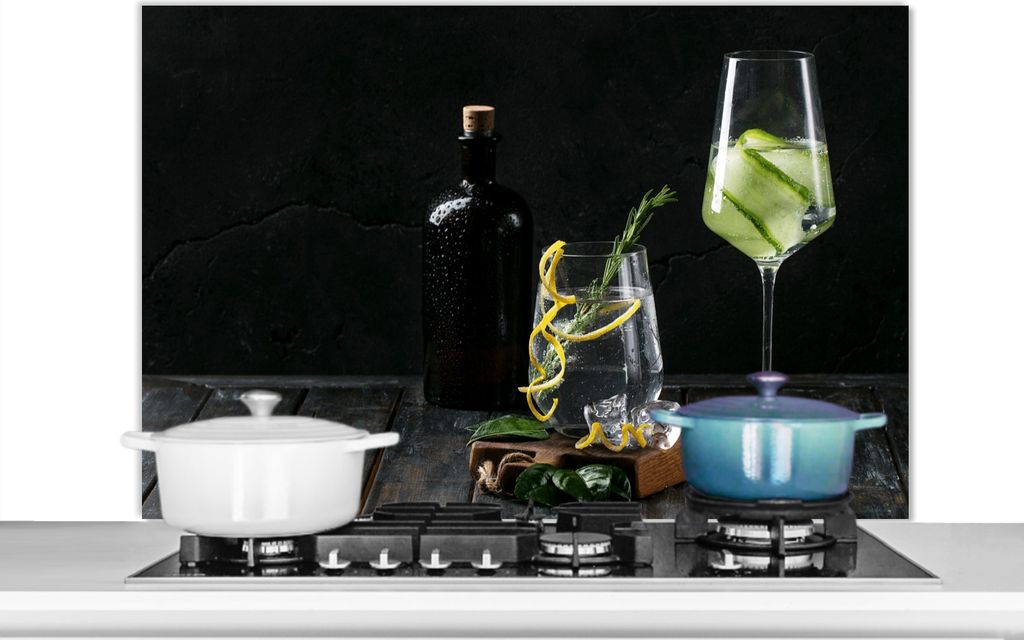 KitchenYeah Spritzschutz Küche - Küchenrückwand - Wandschutz für Herd und Spüle - Getränk - Weinglas - Obst 100x65 - Alu-Dibond (Alternativ...