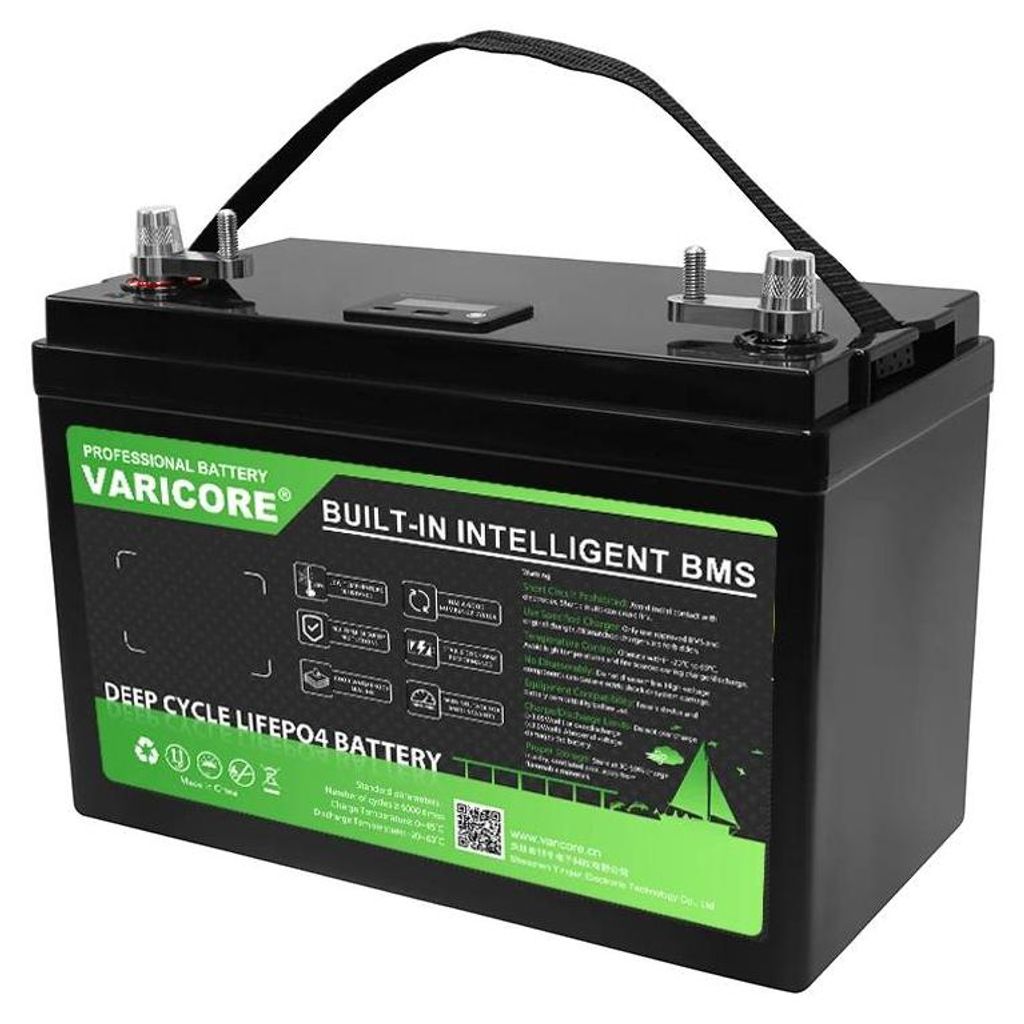 12V 100Ah LiFePO4 Batterie - 12,8V Deep Cycle Versorgungsbatterie - Integriertes BMS - USB 3.0 Ausgang - Für Wohnmobil Boot Solaranlage Offgrid
