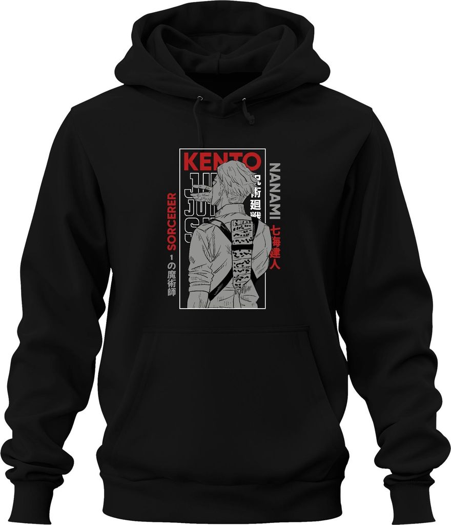 Jujutsu Kaisen Kento Nanami Sorcerer Anime Ästhetik Geschenk Retro Uni Hoodie Kapuzenpullover, Schwarz, S