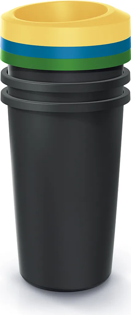 Set de 3 poubelles rondes NRBO25S3 de 25L avec couvercles de tri sélectif