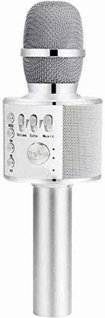 BONAOK Mikrofon mit Lautsprecher Led Tragbares 4 in 1 Mikrofon Kinder Silber 
