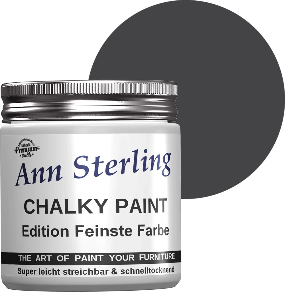 Ann Sterling Kreidefarbe Shabby Chic Farbe: 250ml. Lack Chalky Paint - Darkstone