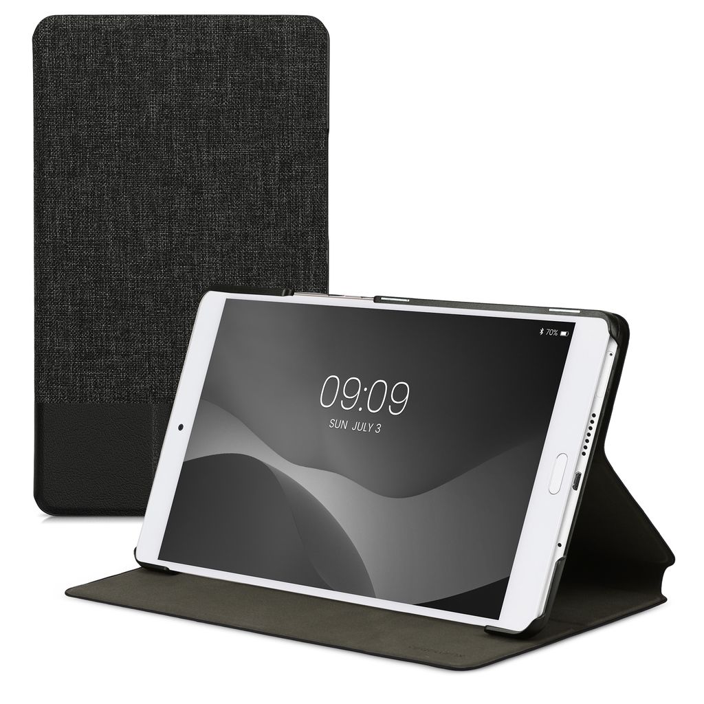 kwmobile Schutzhülle kompatibel mit Huawei MediaPad M3 8.4 - Hülle Slim - Tablet Cover Case mit Ständer Dunkelgrau Schwarz