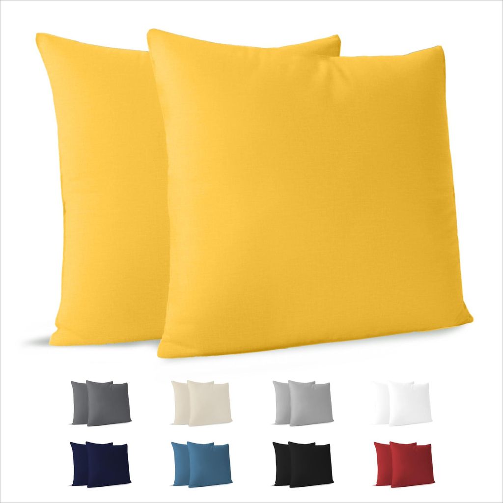 Kissenbezug 30x30 (2er-Set) - 100% Jersey-Baumwolle 150 g/m² - Gelb - Für Kissen der Größe 30x30 cm - Kissenbezug - Nachhaltig und hypoallergen