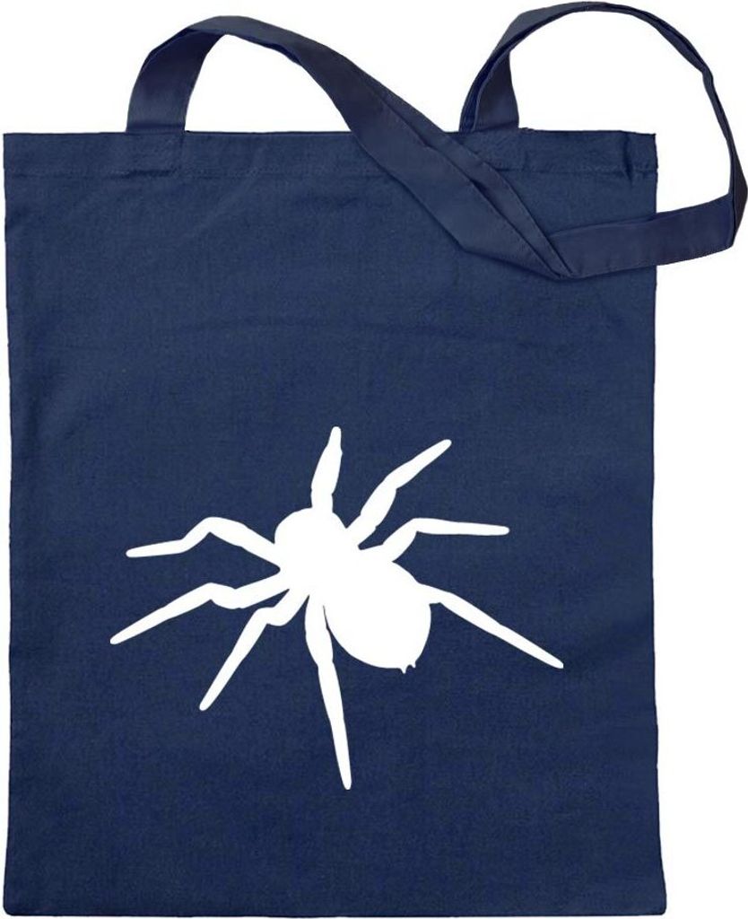 Kiwistar - Baumwolltasche - dunkelblau - Spinne Spider Silhouette 3 - Tragetasche Stoffbeutel Umhängetasche Langer Henkel