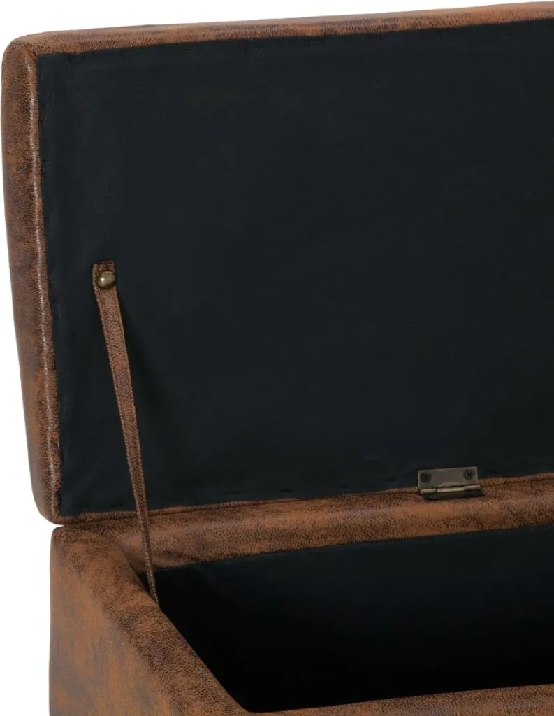 Banc de rangement 116 cm brun aspect daim pour optimiser votre espace - 5