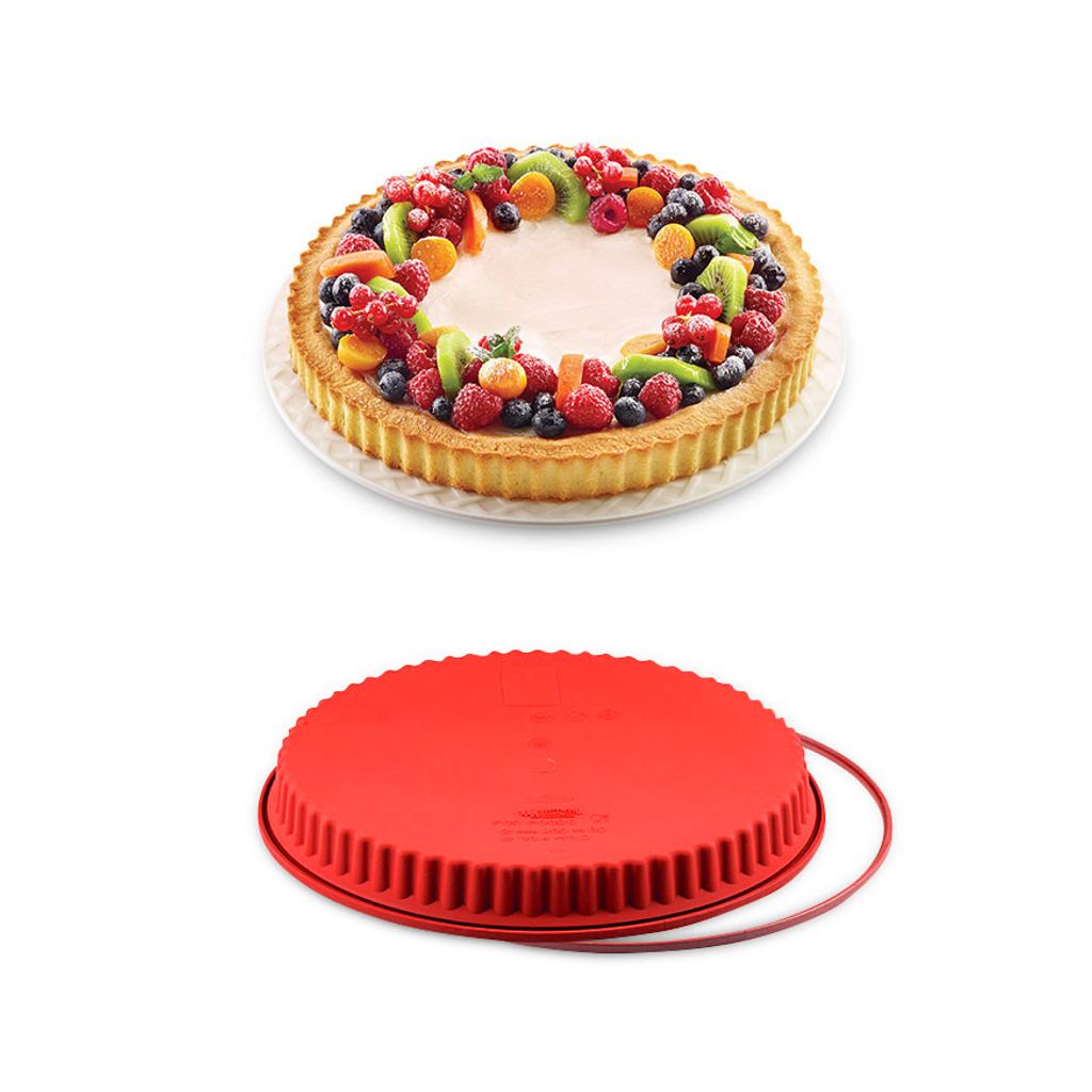 Ø 26 cm TARTEFORM Silikon Quicheform Kuchenform Backform Obstkuchenform Rot