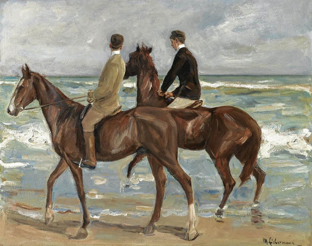 Legendarte - Kunstdruck auf Leinwand - Zwei Reiter am Strand Max Liebermann - Wanddeko, Canvas cm. 50x60