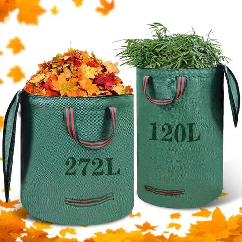 Sac à déchets de jardin pour herbe et feuilles - Lot de 2 sacs avec couvercle