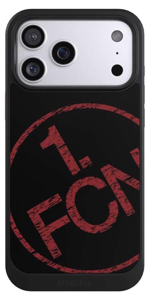 NIVOCASE Hülle für Apple iPhone 17 Pro Max Handyhülle NIVOcore Case Schwarz 1. FCN Fanartikel Textur