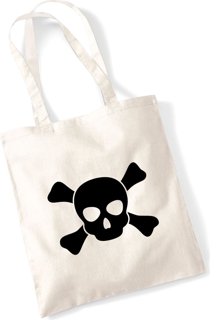 Huuraa Jutebeutel Pirat Totenschädel 10 Liter Natural Baumwolle Tasche Geschenkidee