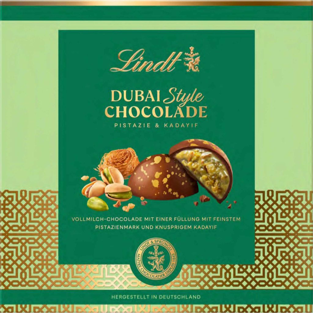 Lindt Dubai Style Chocolade Pralinen mit Pistazien und Engelshaar 40g