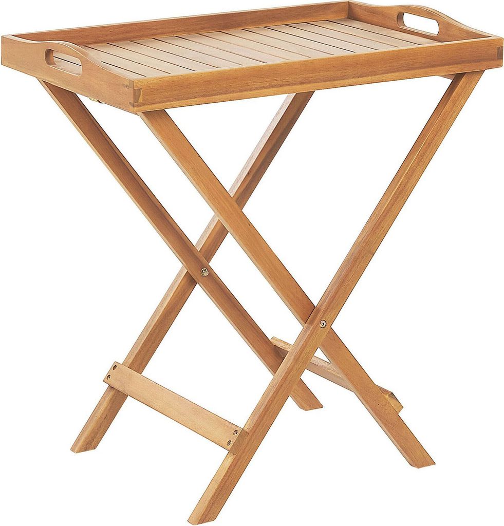 BELIANI Garten Beistelltisch hellbraun Holz modern klappbar Balkon Terrasse