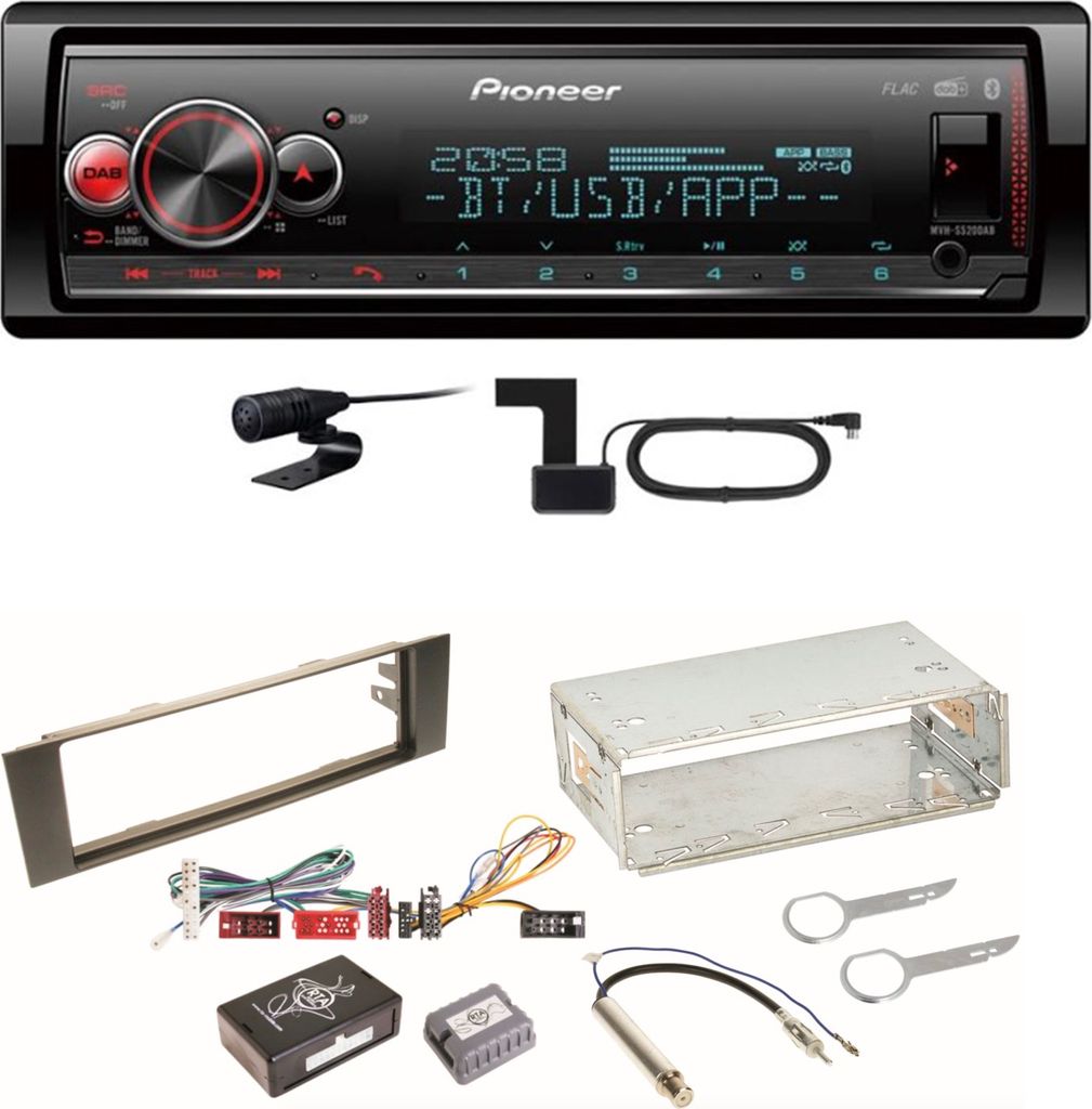 Pioneer MVH-S520DAB USB FLAC Digitalradio AUX WMA Einbauset für Audi A3 8P 8PA
