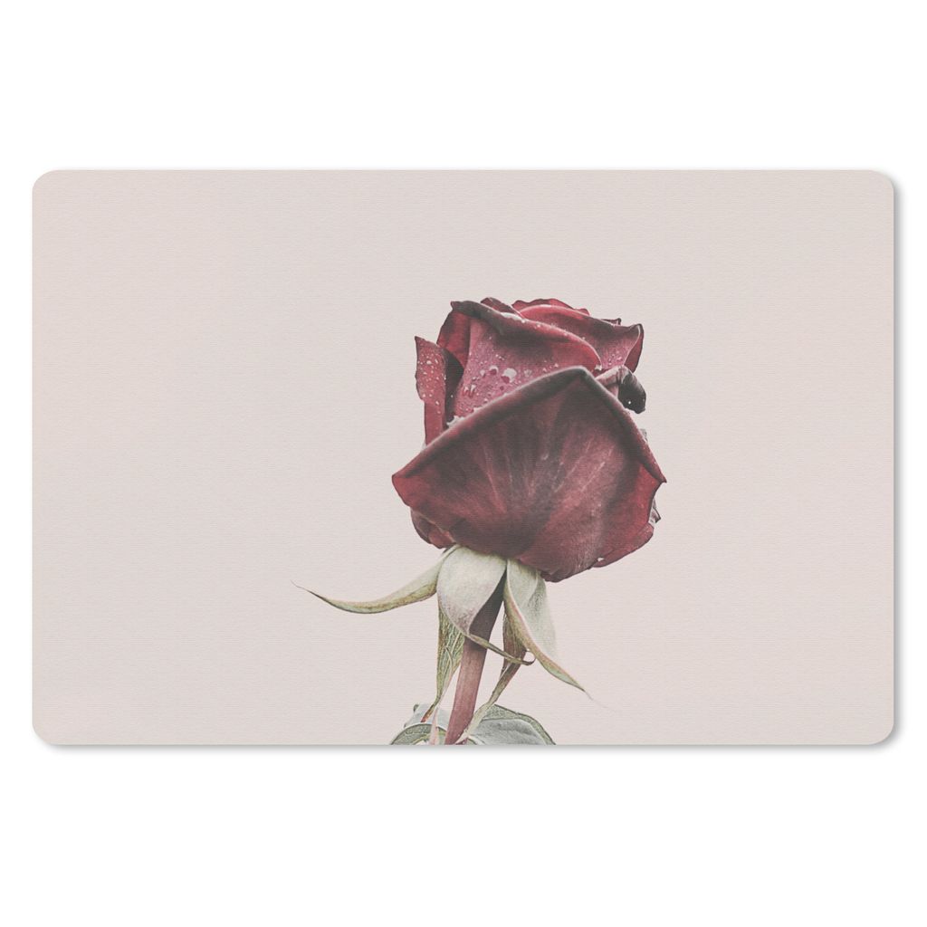 MuchoWow Schreibtischunterlage Blumen - Rot - Rosen - Grün 60x40 cm - XXL Mauspad - Großes Mauspad