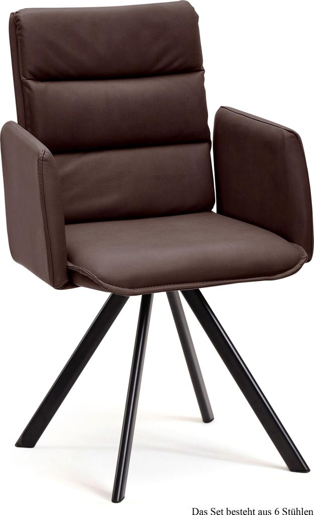 Armlehnstuhl drehbar (6er-Set) Devin 52x92x60 Schwarz/Braun
