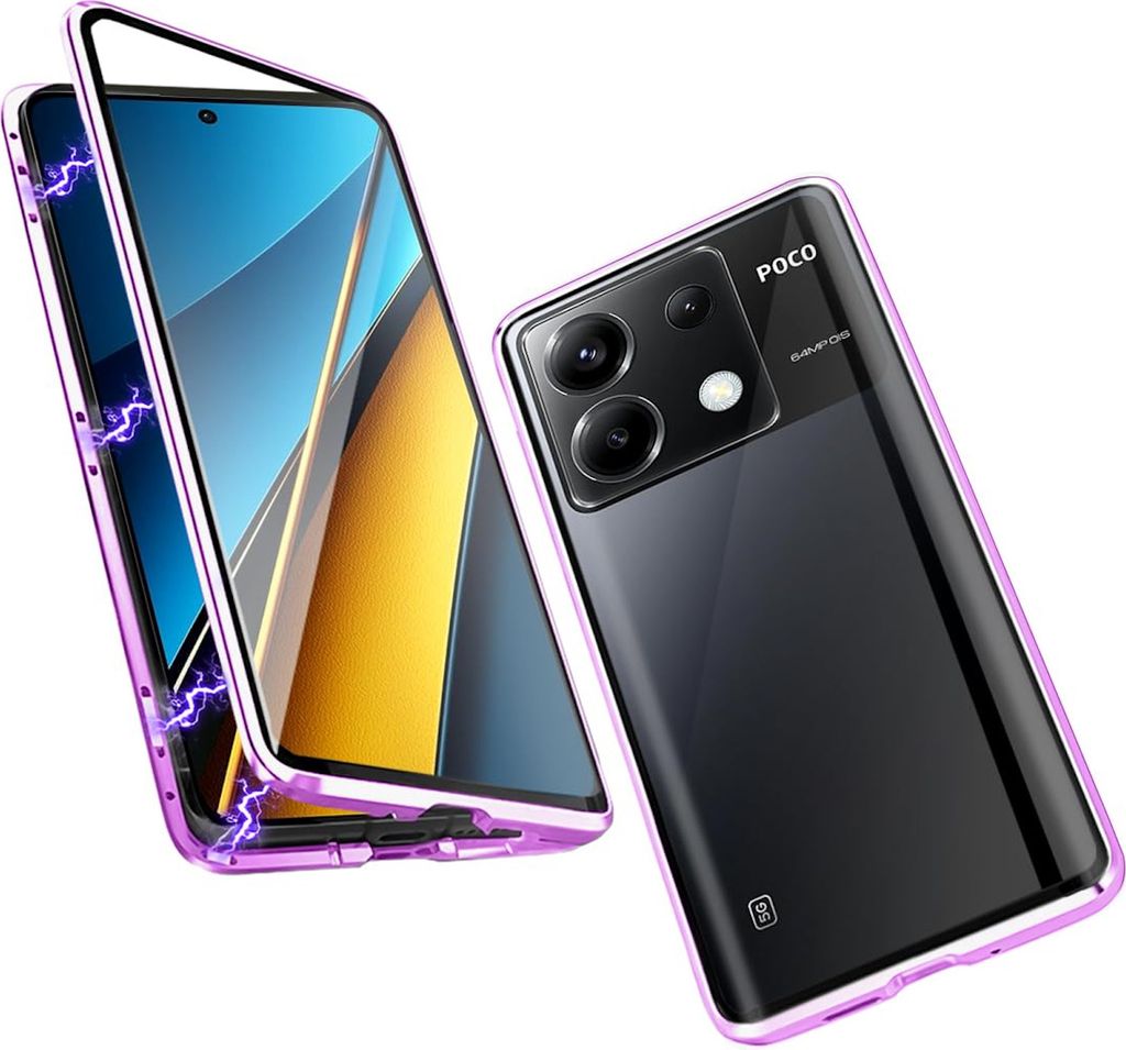 Für Xiaomi Redmi Note 13 Handy Tasche 360 Magnet Glas Bumper Metall Hülle Etuis Case Cover
