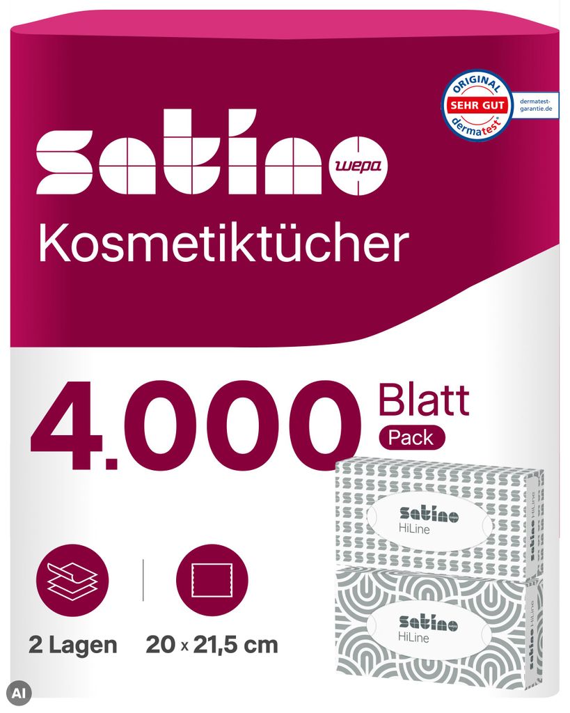 Satino by WEPA Prestige Kosmetiktücher in der Flachbox - Produktbild 