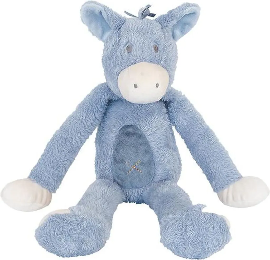 Doudou âne Denzell bleu Happy Horse 40cm : idéal pour dormir et câliner