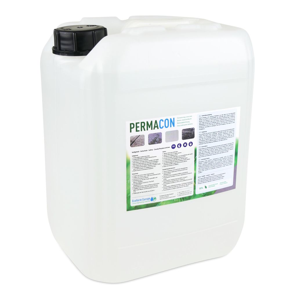 Permacon Betonversiegelung 10 Liter - 40m2 - Transparente Wasserdichte Beschichtung für Beton & Stein - permanenter Feuchteschutz Innen & Außen