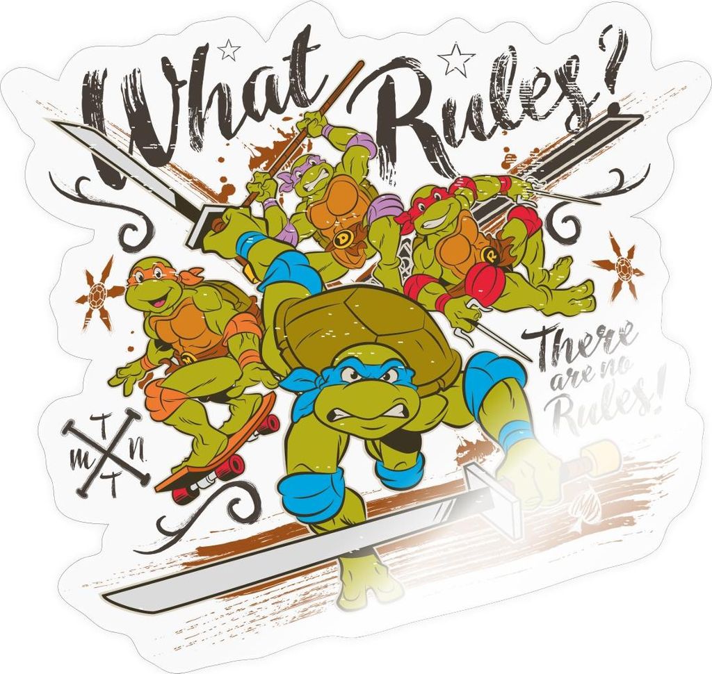Spreadshirt Teenage Mutant Ninja Turtles Welche Regeln Spruch Sticker Aufkleber, 10 x 10 cm, Transparent glänzend