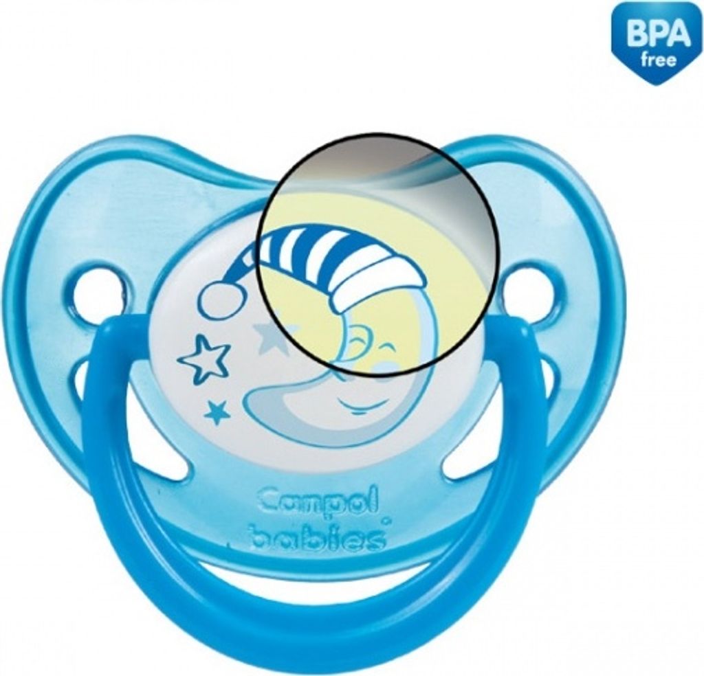 Canpol Silikon Schnuller und Beiring fr Babys bis 6 Monate, anatomisch geformt, Nachttrume, 1 Stck - Schlafsanfter Babyartikel