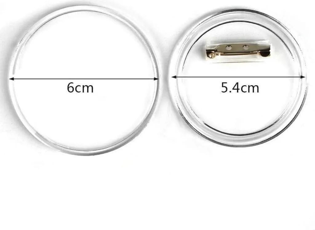Badges vierges personnalisables 38mm transparents avec épingle de sûreté