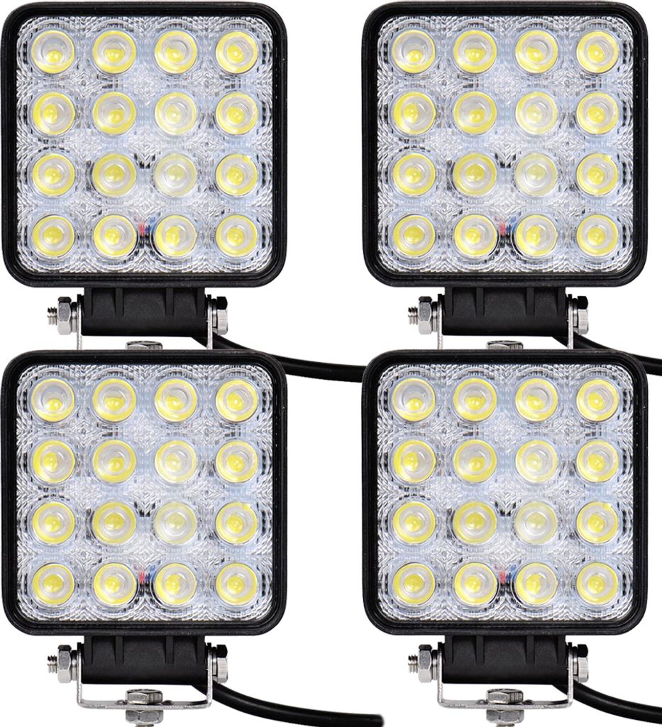 Greenmigo 4X 48W 16 LEDs IP67 Flutlicht LED Arbeitsscheinwerfer Außenstrahler Offroad Lampe Zusatzscheinwerfer für Jeep SUV 12-24V