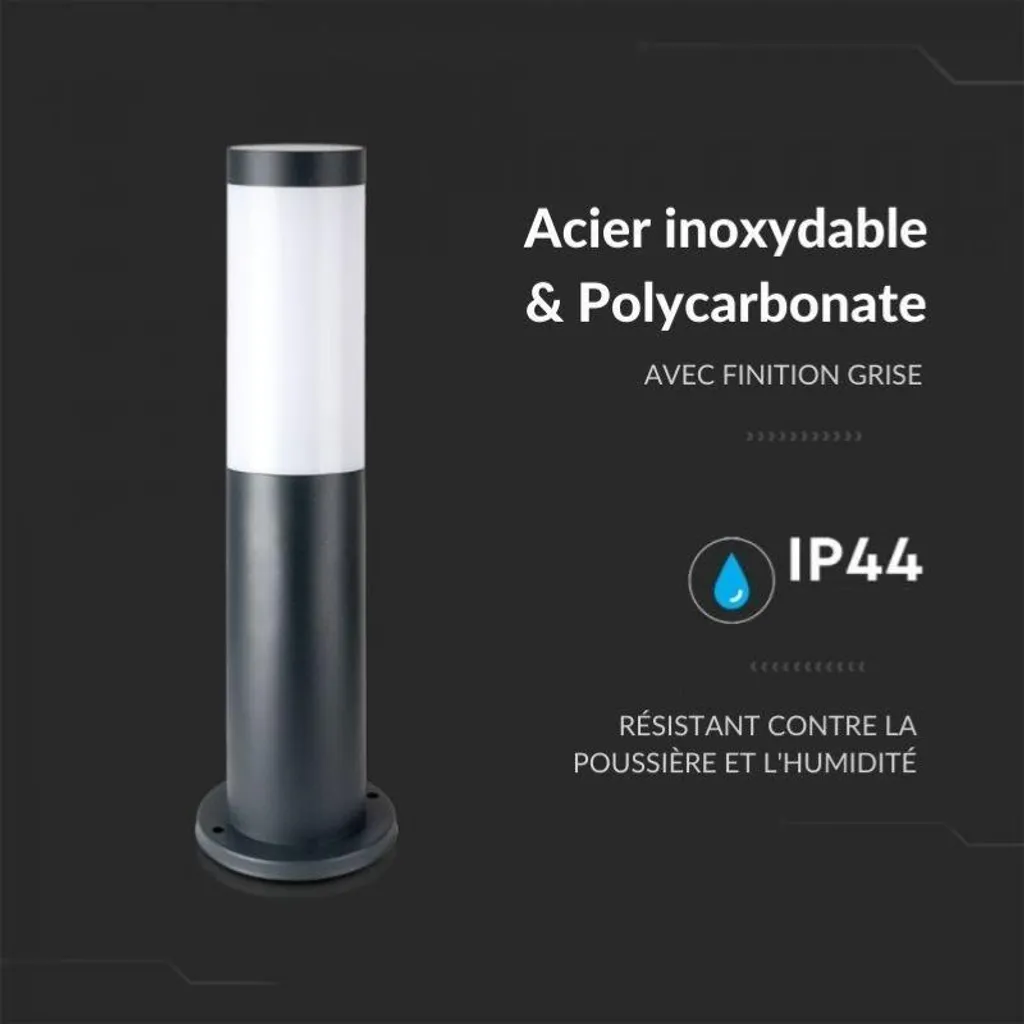 Potelet Extérieur Anthracite IP44 45cm - Résistant et Compatible E27