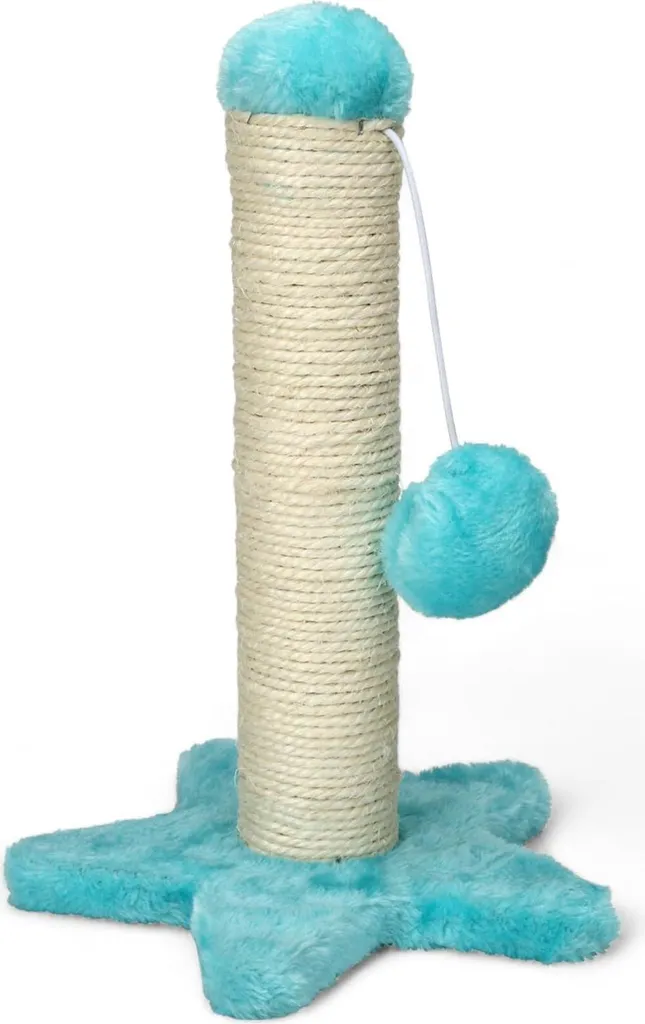 Arbre à chat en peluche douce avec base étoile et jouet suspendu