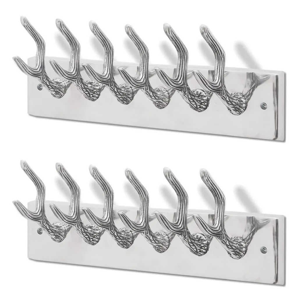 Porte-manteaux en aluminium argenté résistant - Lot de 2 crochets pro