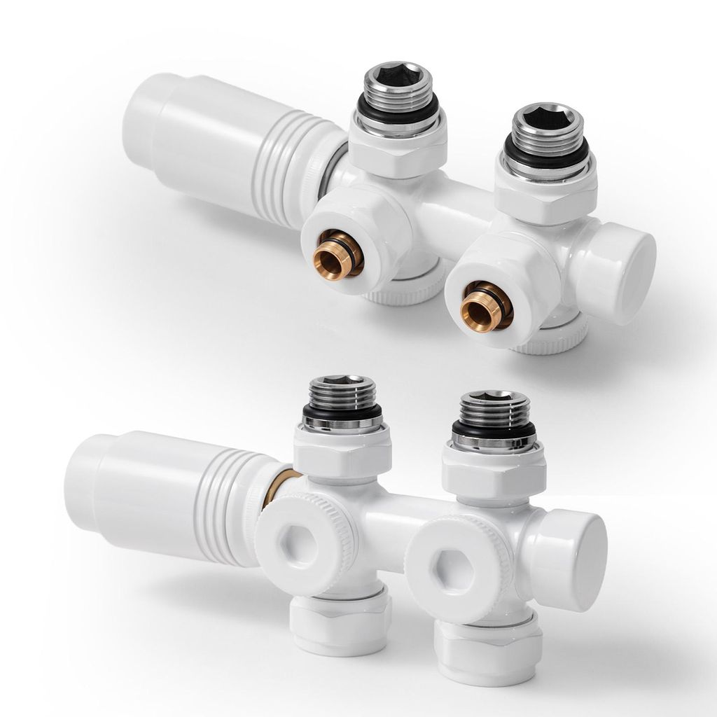 S'AFIELINA Set multiblock per raccordo radiatore, bianco (2 Immagine del prodotto 