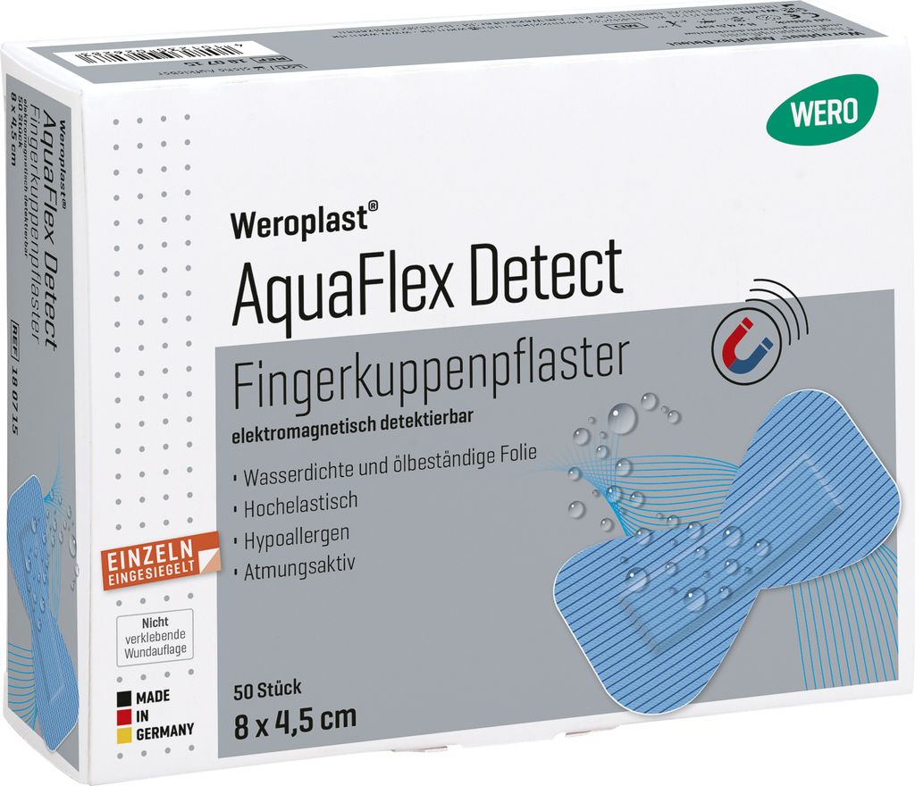 Weroplast AquaFlex Detect Fingerkuppenpflaster, 50 Stk/Pkg Produktbild 