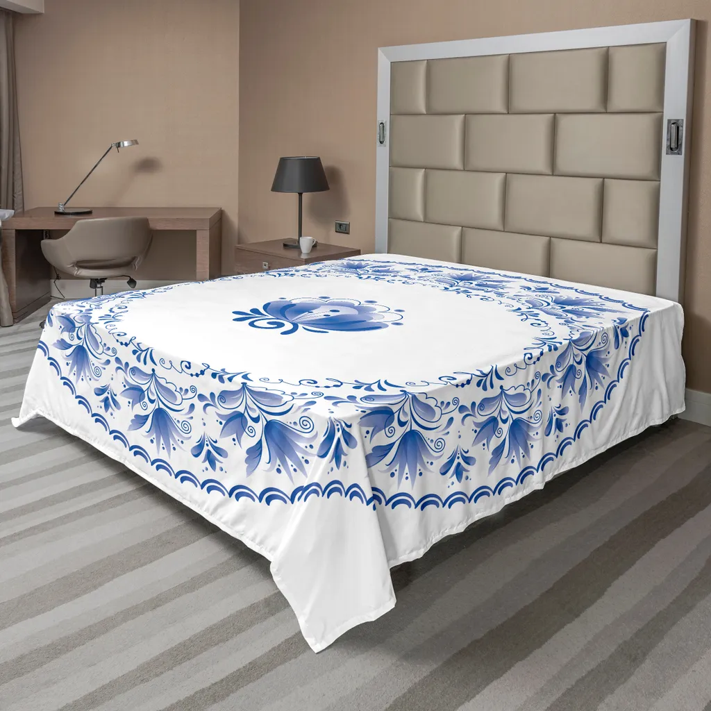 ABAKUHAUS Lenzuolo Mandala Country 275x260 - Stile Vintage Blu Bianco