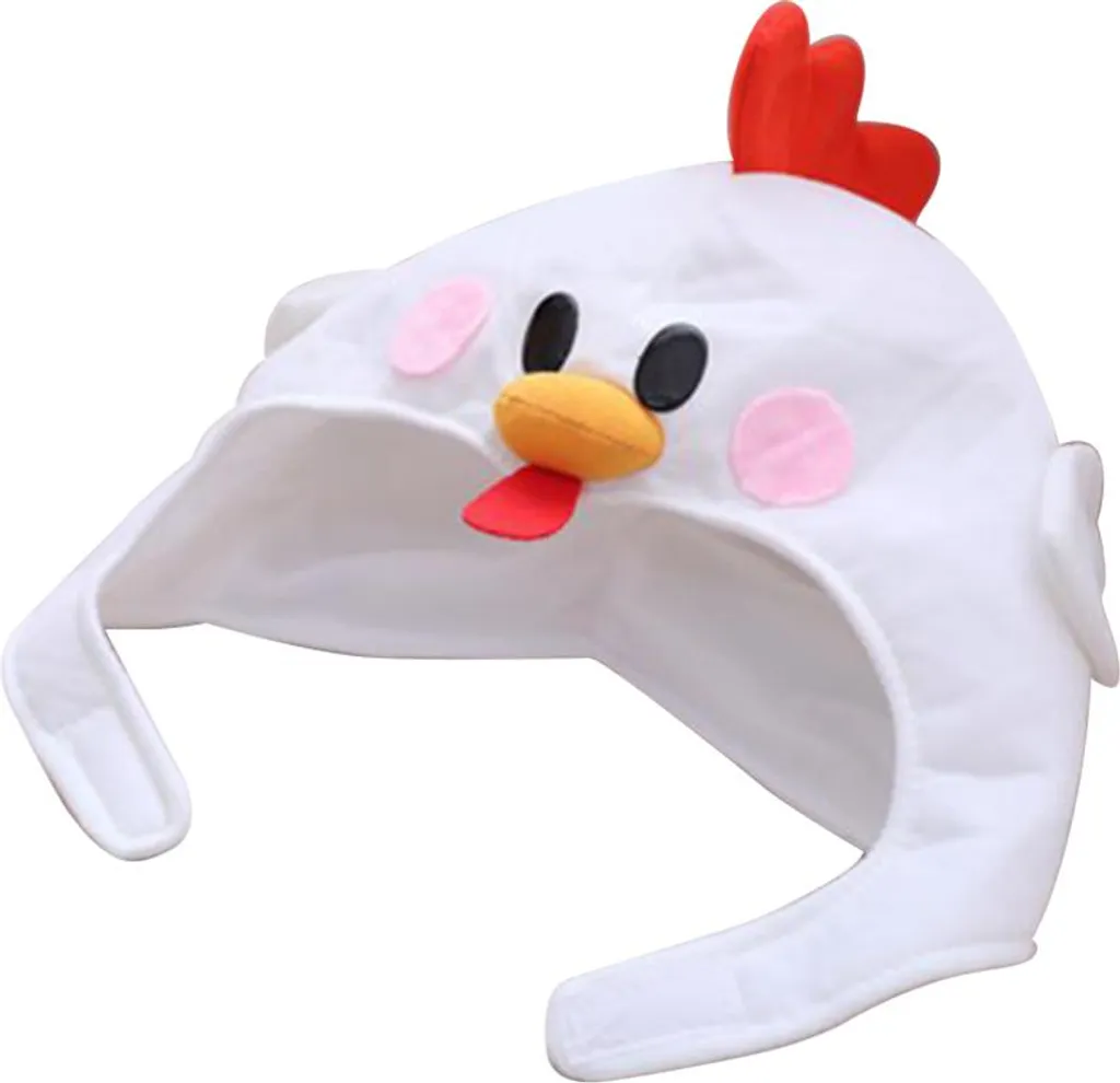 Cappello Pulcino Peluche Bianco 30x30x20cm per Foto e Feste