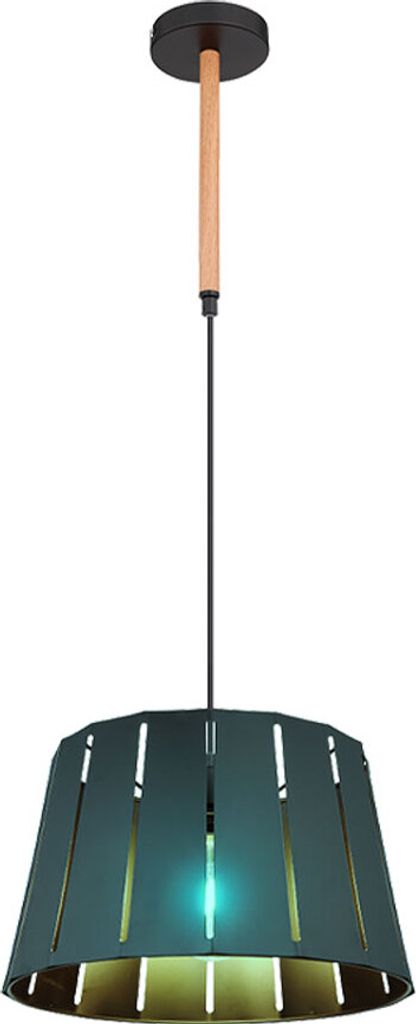 RGB LED Pendelleuchte, schwarz braun, Holzoptik, D 35 cm