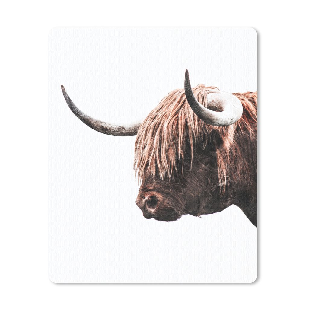 MuchoWow Mauspad Mousepad Schottischer Highlander - Horn - Weiß 30x40 cm - Mousepads - Maus Mat - Pad - Mausunterlage - Mausmatten