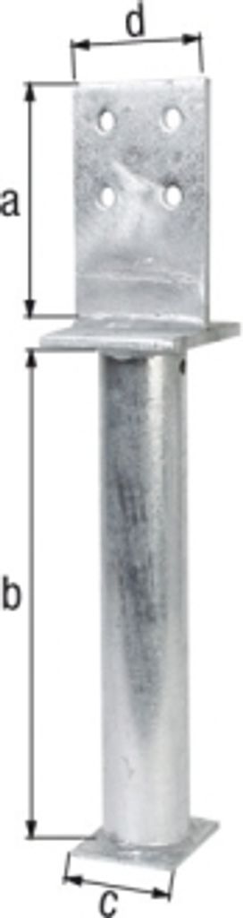 T-Pfostenträger 130x150x80x90mm Stahl roh feuerZN m. Steg GAH