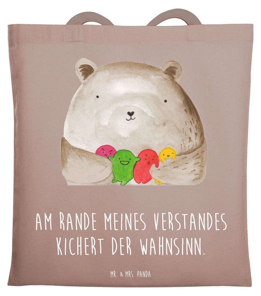 Mr. & Mrs. Panda Tote Bag Bär Gefühl - Braun Pastell - Geschenk, Laptoptasche, Tragetasche, Tasche, Teddy, Schultasche, Wahnsinn, Jutebeutel, Dur...