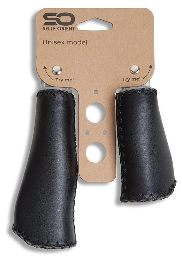 Poignées de vélo en cuir noir Selle Orient 22 mm confort ergonomique