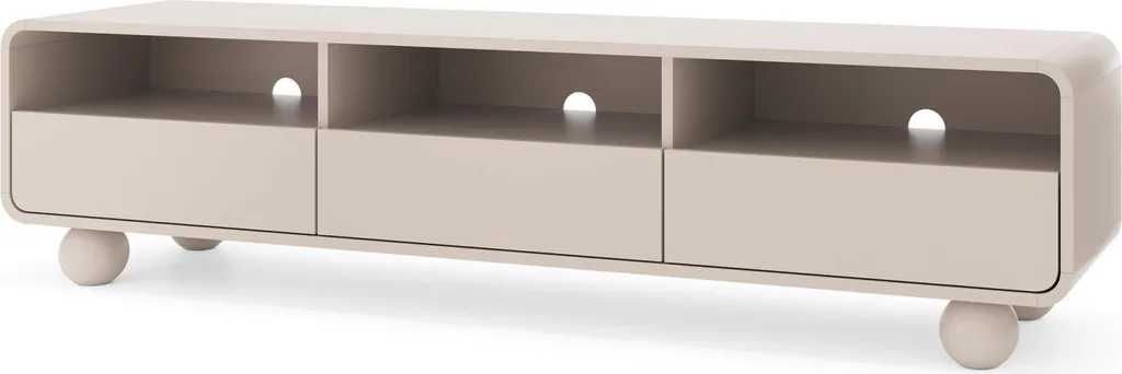 Meuble TV 180cm Beige Albion avec rangements spacieux et design bas